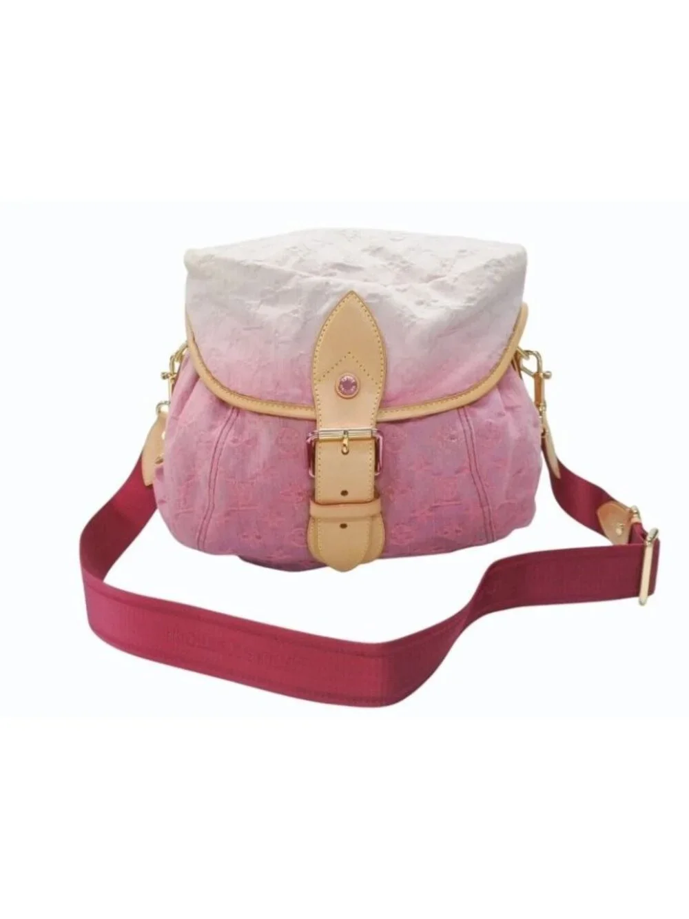 Louis Vuitton Shoulder Bag Monogram Denim Sunshine Pink White Gold